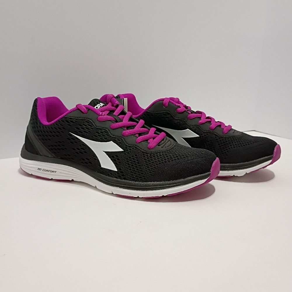 Diadora Swan Black Violet Bouquet Women's Casual Running Shoes - Picture 3 of 11